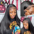 Парик Из прямых человеческих волос для черных женщин 13x4 13x6, парик полностью прозрачный на сетке 30 32 34 дюйма 4x4, бразильские человеческие волосы