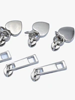 zipper head 3 zipper heart shape zipper head silver zinc alloy zipper head bag handbag purse leather craft shoe accessories