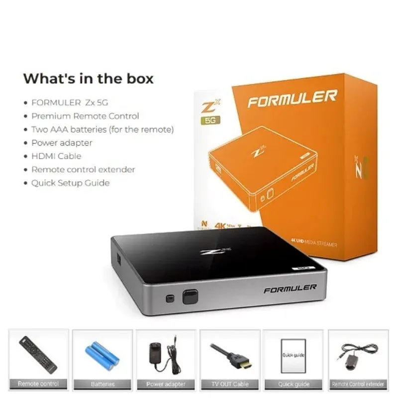 FORMULER Zx 5G IPTV/OTT 4K UHD HDR Android 7 телеприставка 2Go/1Go WiFi двухдиапазонный 2 4G/5G LAN 100M (VIERGE sans
