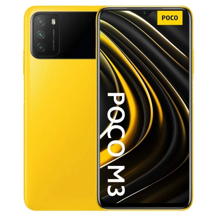 hot sale 6 53 inch miui 12 android 10 4gb64gb128gb 6000mah battery triple back cameras xiaomi poco m3 mobile phone worldwide free global shipping