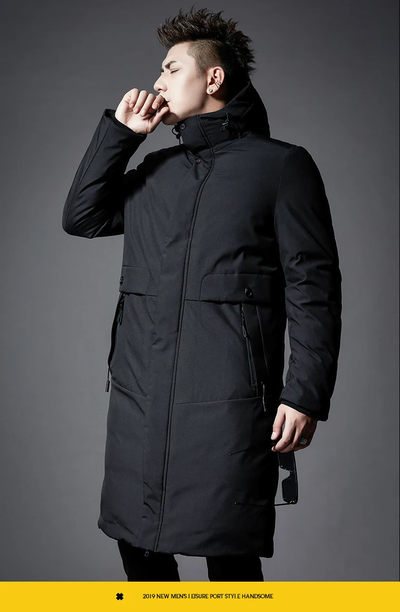 Winter Men Thick Hooded Coat High Quality Fashion Men's Coats With Pockets Black Color J9523-85665-G - Цвет: Black