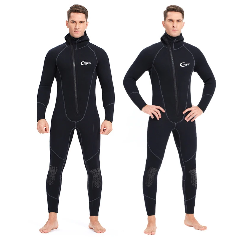 

2022 Summer New 3mm Hooded One Piece Wetsuit Warm Long Sleeve Cold Proof Surfing Men Diving Suit