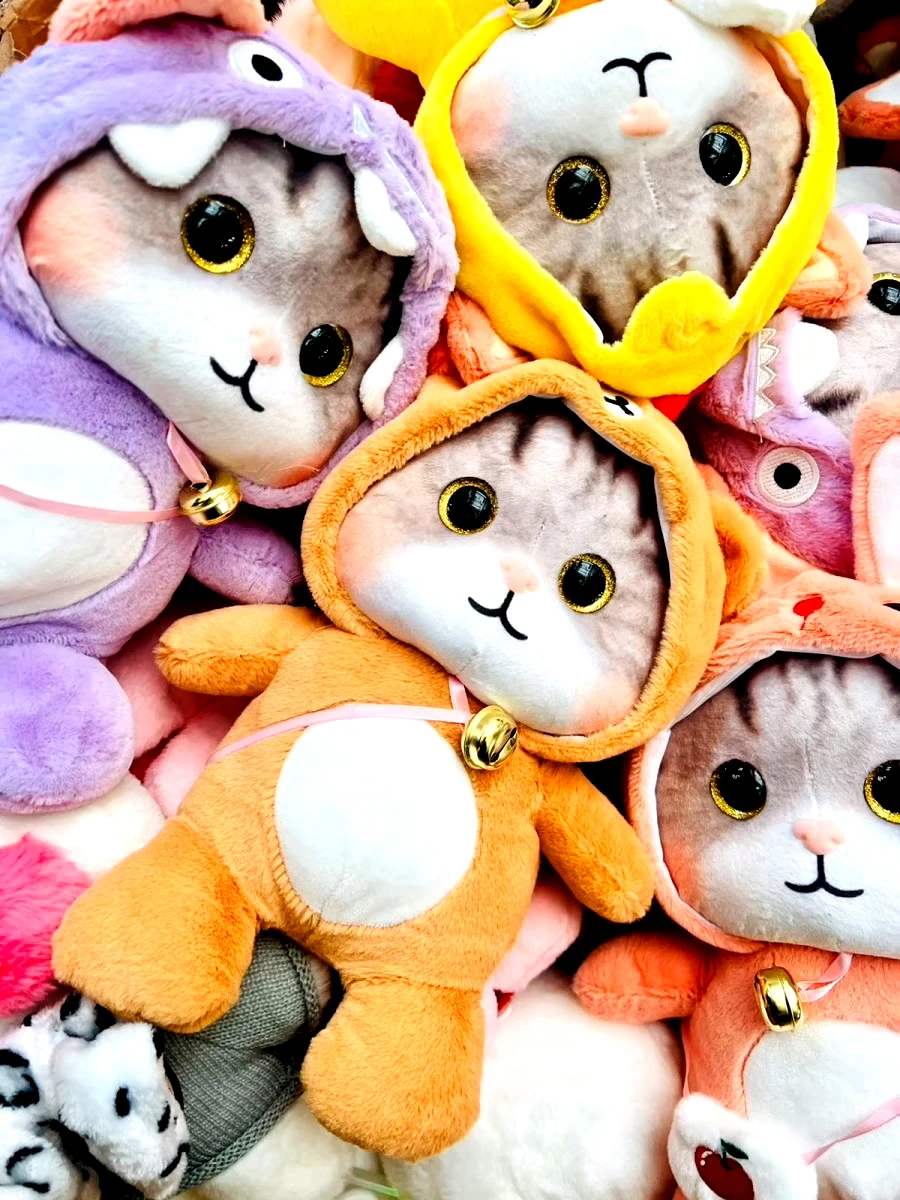 Мягкая игрушка Котёнок в кигуруми капюшоне микс цвета тренд хит хагги вагги