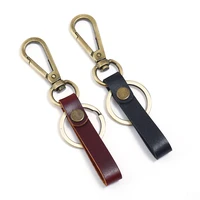 cowhide genuine leather key chain for men women classic lobster vintage metal clasp waist hanging key keyring jewelry gift