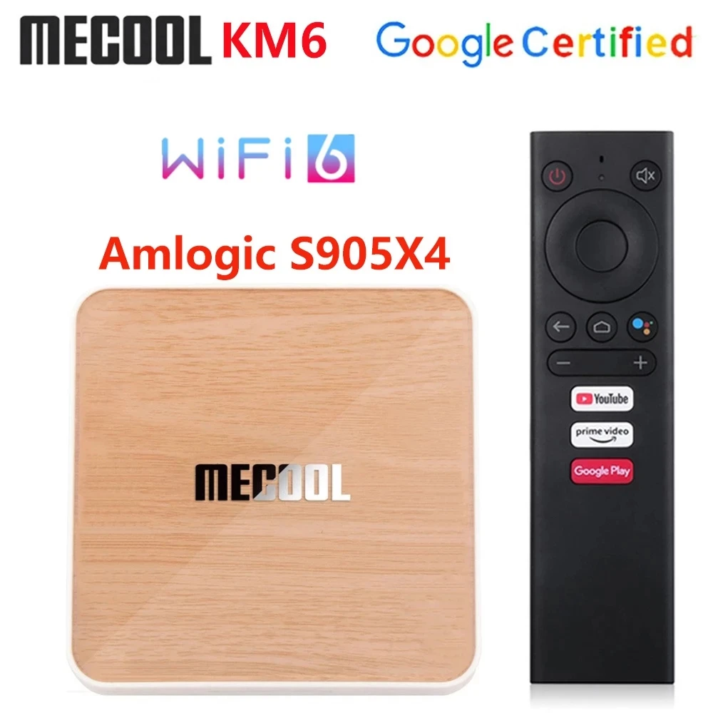 

MECOOL KM6 Deluxe Wifi 6 Android 10 TV Box 4GB 64GB Amlogic S905X4 2.4G/5G Google Certified 4K 1000M BT5.0 Smart Set Top Box