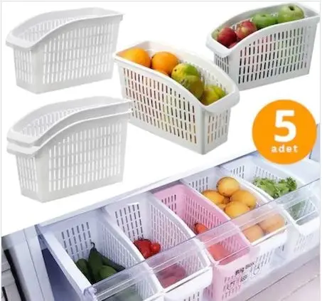 

5pcs Adjustable Stretchable Refrigerator Organizer Storage Box Drawer Rangement Fridge Fresh Spacer Layer Rack Bag FREE SHİPPİNG