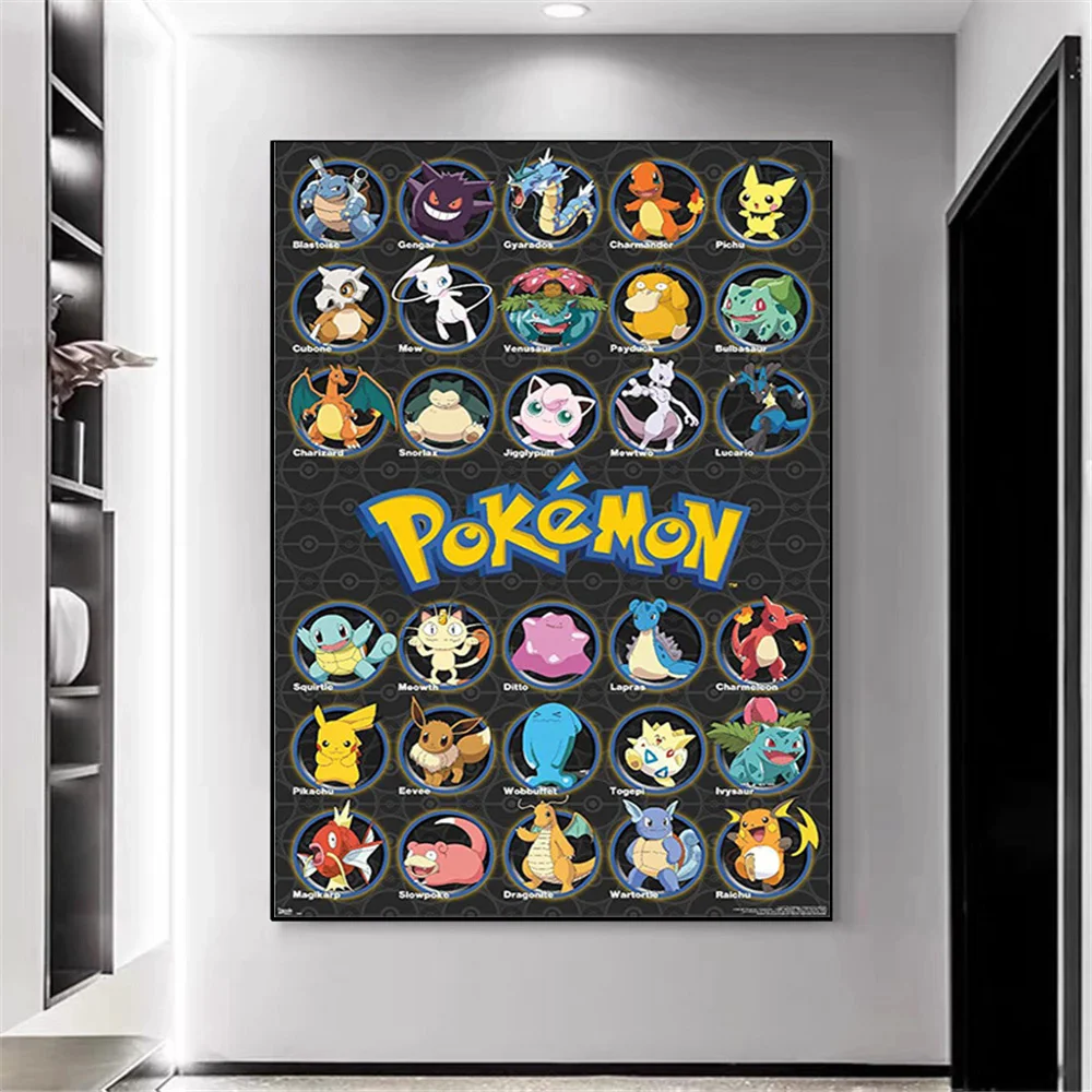 

Japanese classic Pokemon Canvas Painting Retro Anime Posters Wall Decor Wall Art Monster show Picture Room Decor Home Decor