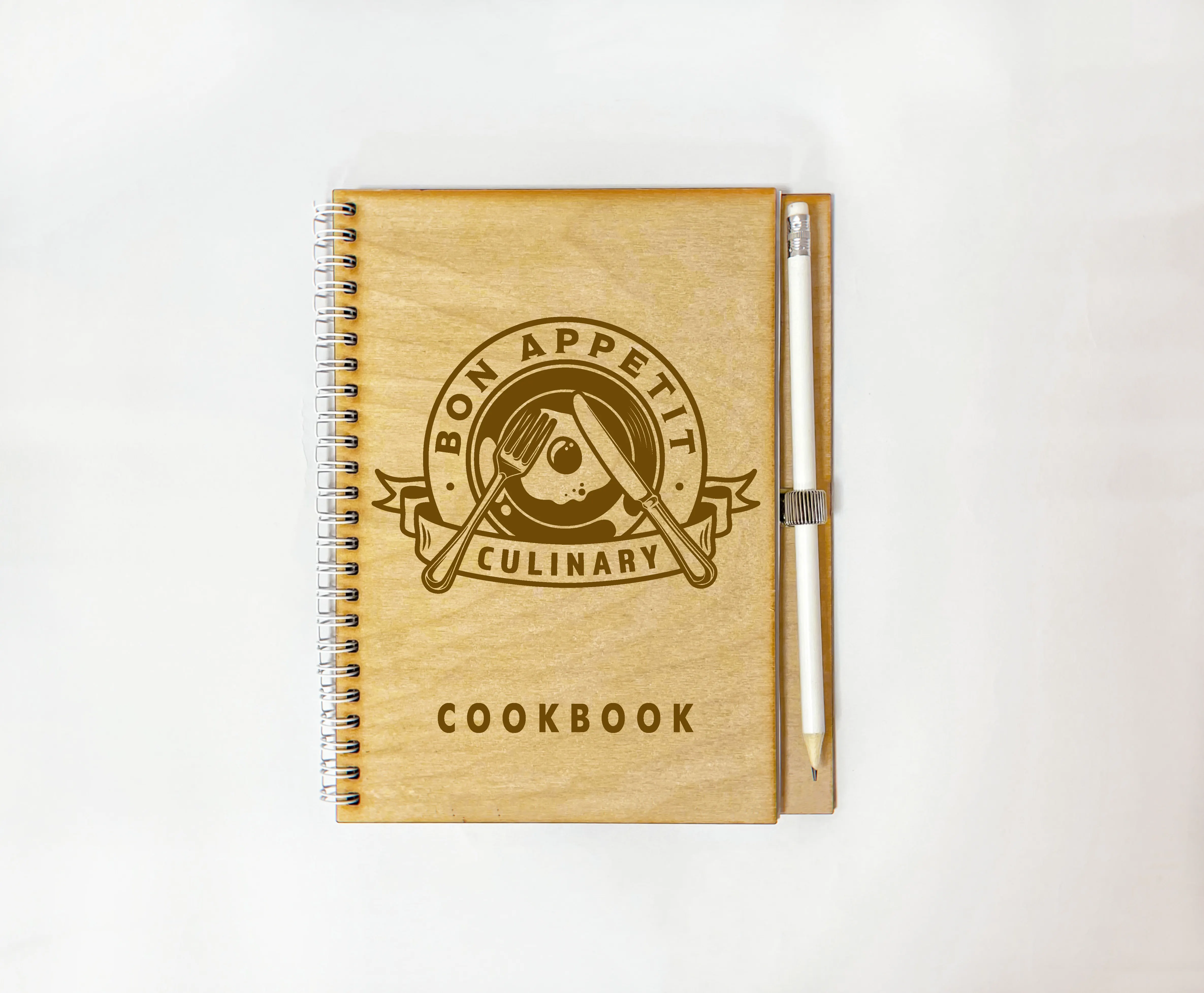 Блокнот А5 кулинария с карандашом подарок рецепты дерево гравировка | Канцтовары