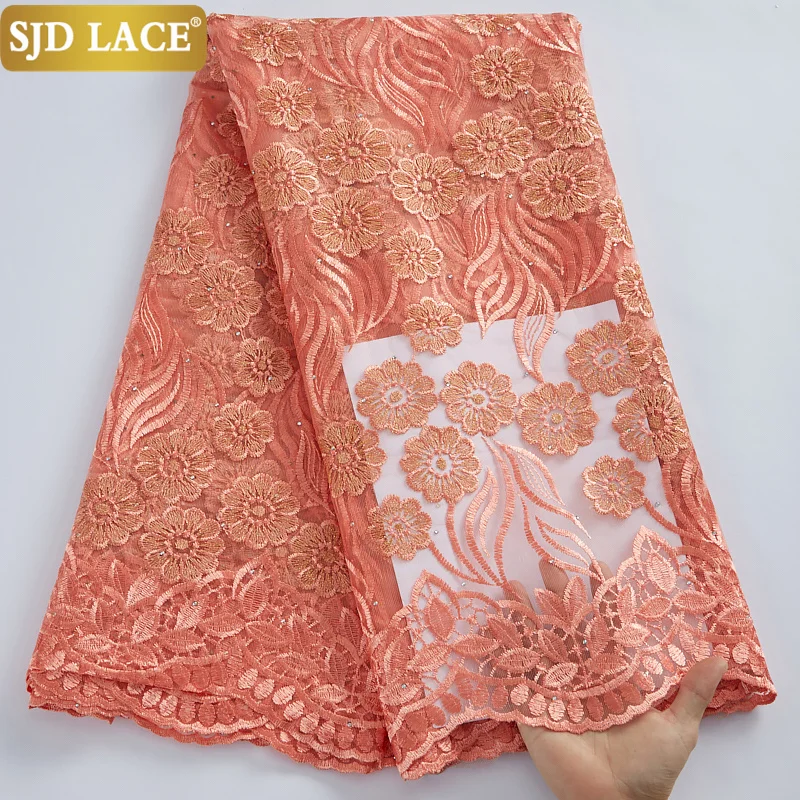 Женское кружевное платье SJD темно-синее из французского материала с вышивкой