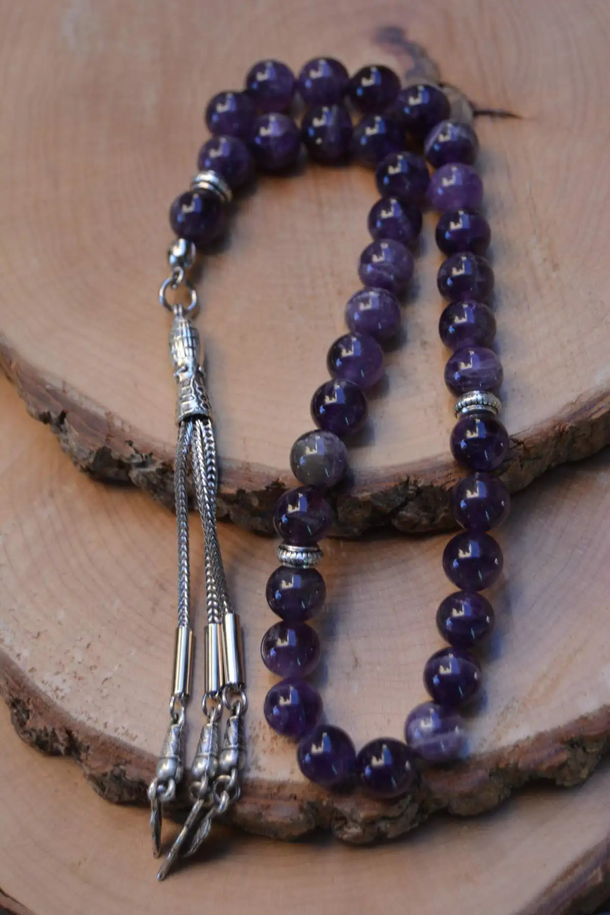 Islamic 33 Prayer Beads Muslim Rosary Beads For Men Prayer Bracelet For Men Accessories Amethyst Positive Natural Stone Handmade