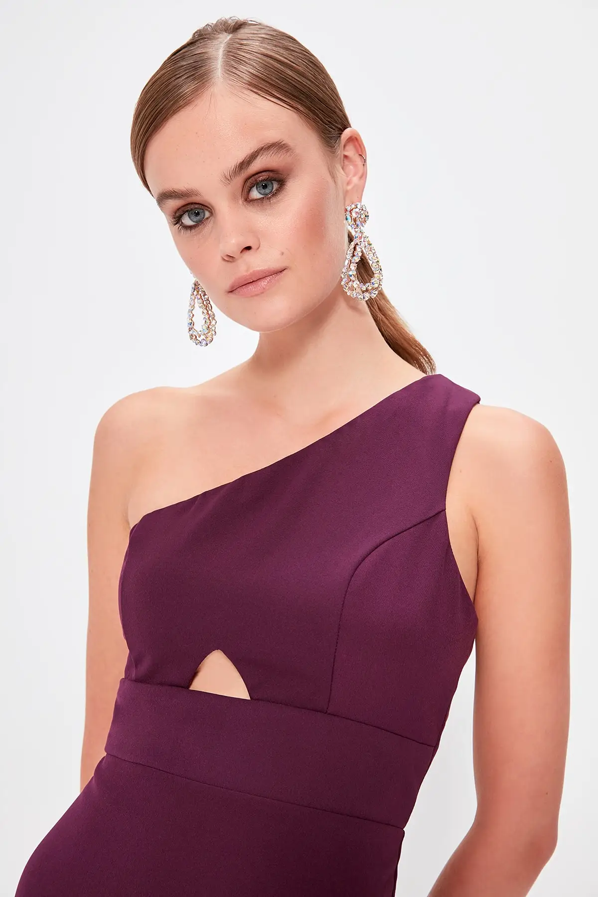 Trendyol Damson приталенное платье с глубоким вырезом TPRSS19FZ0238|Женские платья| |