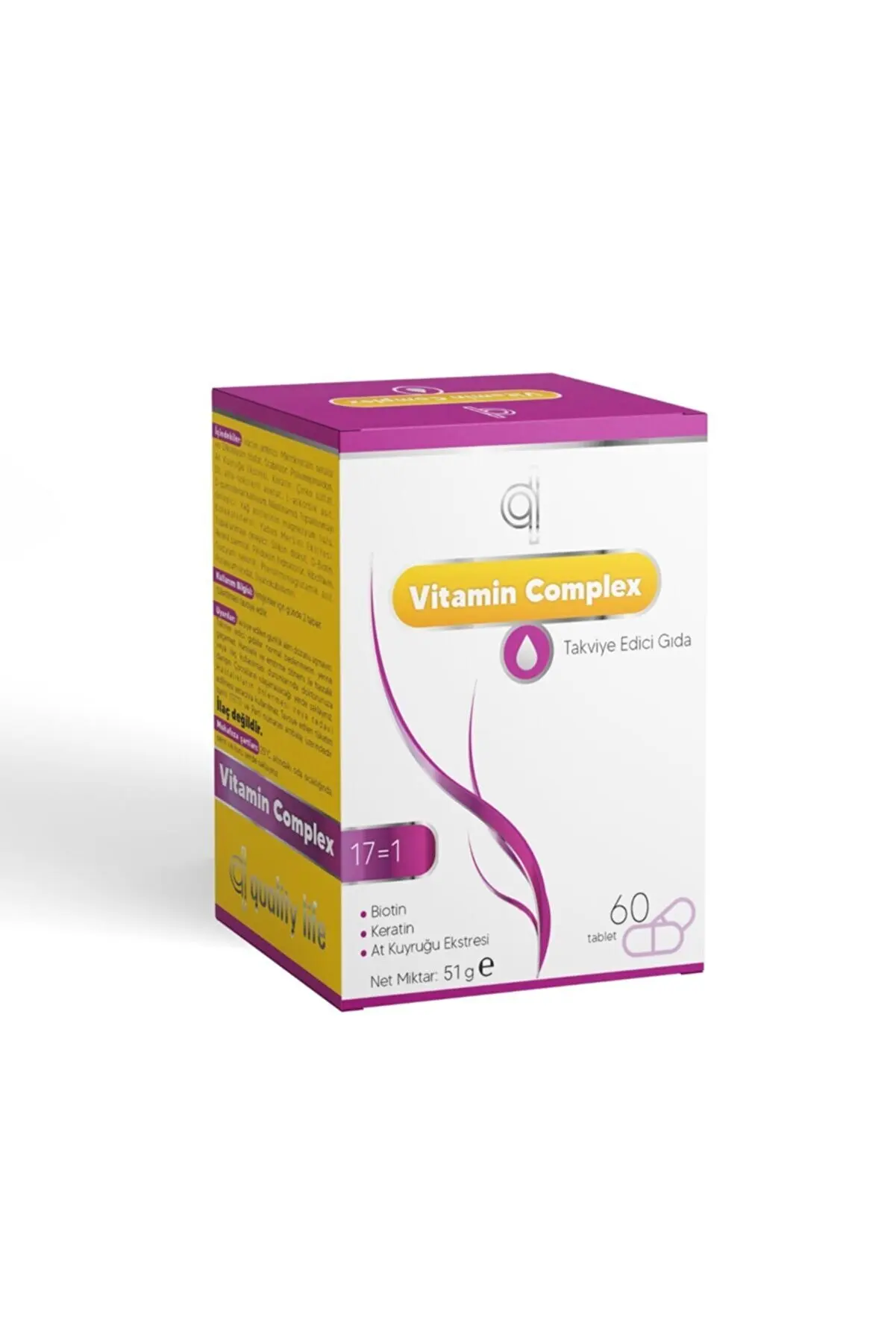

QL Hair Vitamin Complex 60 Tablet Biotin Keratin Ponytail Selenium Zinc Folic Acid Hair Vitamin QLHVC