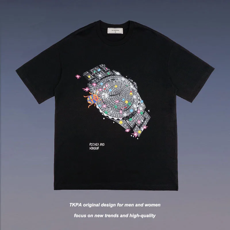 

Watch Men T-shirt Hip Hop Vintage Clothing T-Shirts Oversized Women's Streetwear Harajuku Style Tops Tees Men's