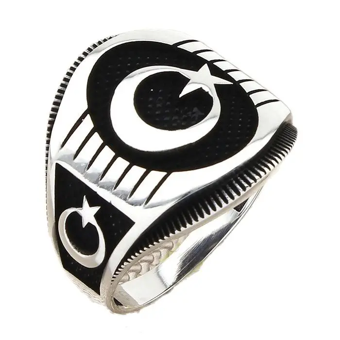 

Кольцо из стерлингового серебра для мужчин, турецкое украшение в форме звезды, Сделано в Турции