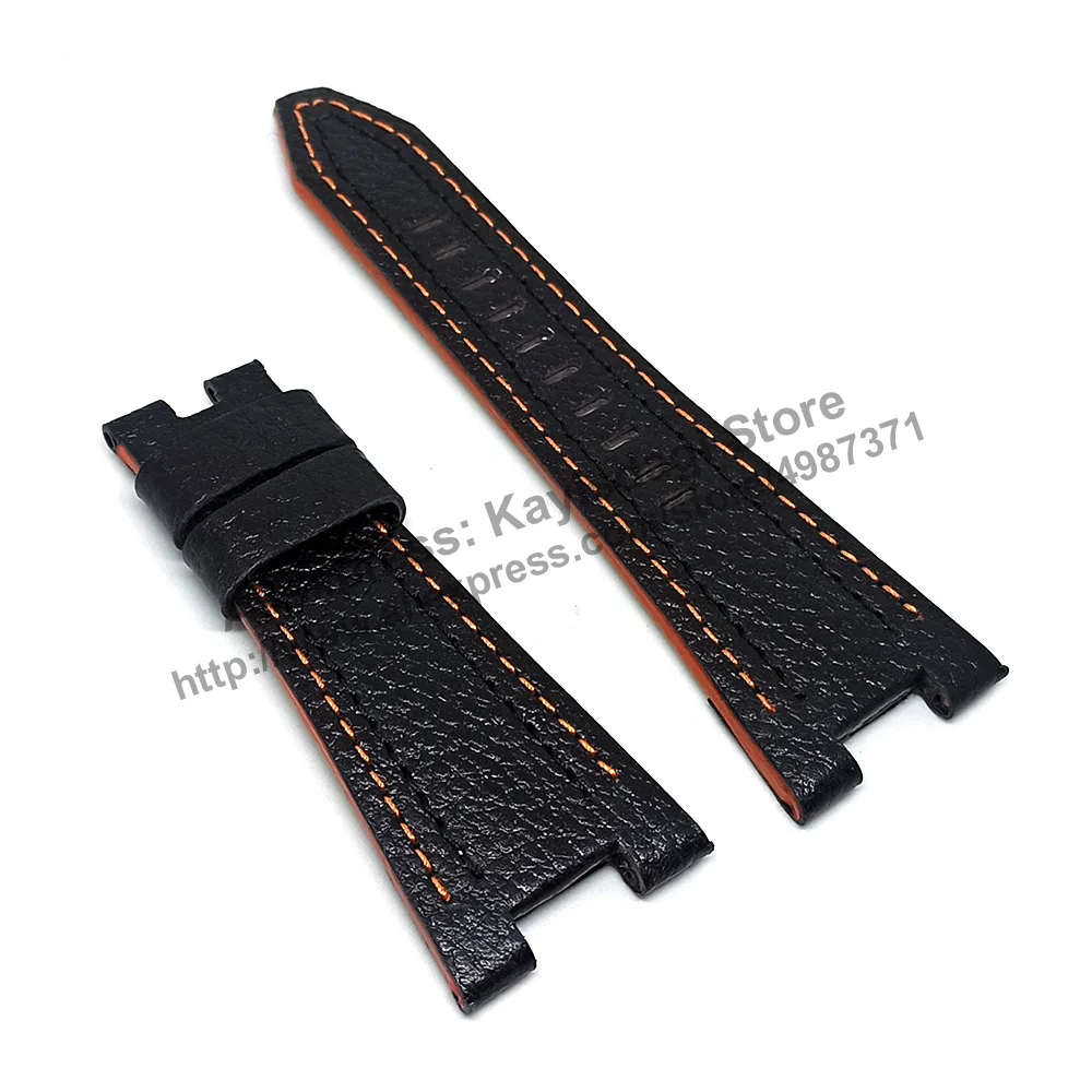 14mm Handmade Black Leather Watch Band Strap Compatible For Seiko Sportura 7T62-0JV0 - SNAD23P2 , 7T86-0AB0 - SPC047P2 SPC055P9