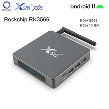 X96 X6 Android 11 TV Box 8GB RAM 128GB RK3566 Quad Core 8K Dual WiFi 2.4G/5G 1000M Smart Media Player