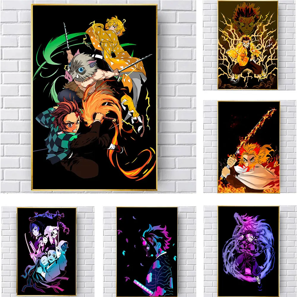 

Demon Slayer Anime Nezuko Tanjiro Rengoku Posters and Prints Canvas Painting Wall Art Pictures for Room Bedroom Home Decoration