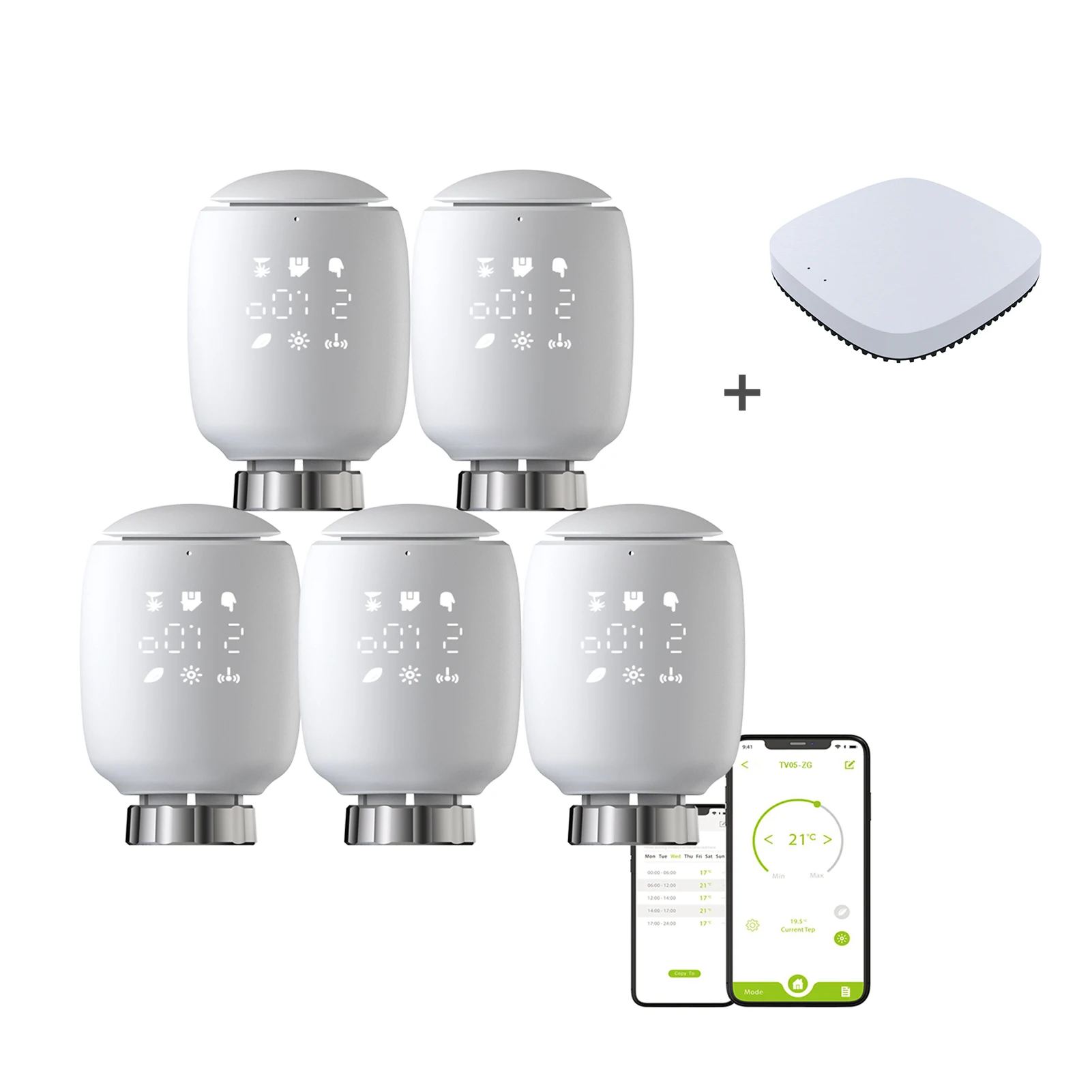 Фото Клапан радиатора Qiumi Zigbee, умный программируемый термостат, Нагреватель температуры, eTRV,Alexa,Google home №1