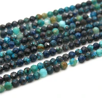 natural stone real chrysocolla small beads faceted round shape 3mm jewelry material for making bracelet necklace earrings