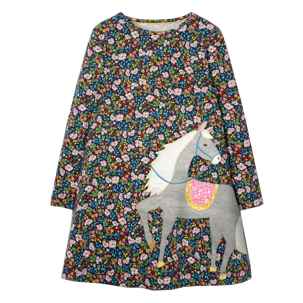 Princess Dress with Animal Appliques Toddler Girl Children 2022 Fashion Kids Hooded Dresses for Baby Clothes | Детская одежда и