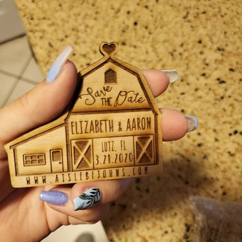 Деревянные сувениры в рустикальном стиле для вечеринки деревянный магнит форме