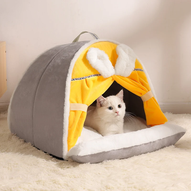 

Cat Tent Warm Bed for Cats Sleeping Removable Tent Warm Cat House Soft Beds