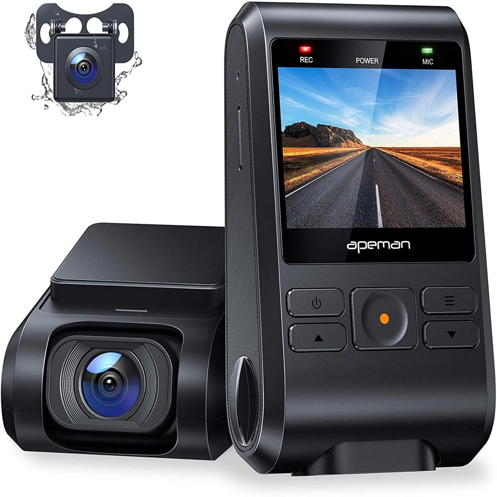 

APEMAN Dual Dash Cam C550, 1080P Front and Rear Hidden Car Driving Recorder, IPS Screen, Night Vision, 170°Wide Angle, WDR
