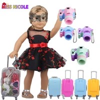 18doll accessories travel set clothes matched eye patch hand with pvc luggage for american 43 cm girl dollsmini camera nancy