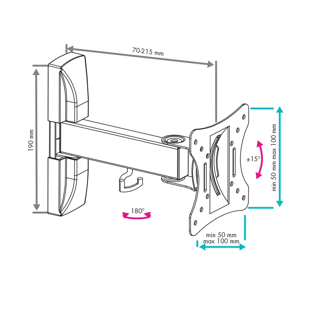 Кронштейн наклонно-поворотный для LED/LCD телевизоров диагональю 10&quot-32&quot VLK TRENTO-2