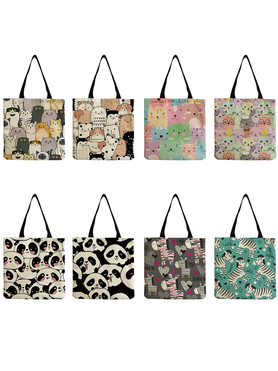 

Trend 3D Women Foldable Tote Bag Cute Cartoon Animal Funny Casual Large Capacity Handbag Foldable Reusable Shopping Shoulder Bag