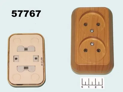 РОЗЕТКА ЭЛЕКТРИЧЕСКАЯ 2* НАКЛАДНАЯ БЕЗ ЗЕМЛИ MAKEL ДУБ (45317) |