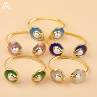 newest cats eye stone open cuff bangle gold bracelet for women white pearl beads bracelet fashion jewelry gift dropship