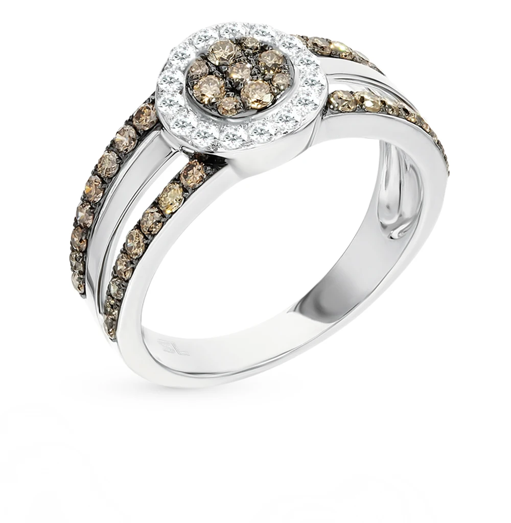 Золотое кольцо с коньячными бриллиантами SUNLIGHT проба 585 | Украшения и аксессуары