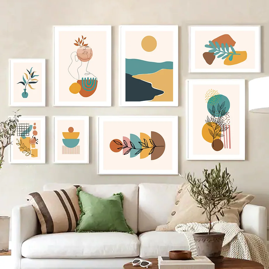 

Abstract Sun River Leaf Vase Minimalism Wall Art Canvas Painting Nordic Posters And Prints Wall Pictures For Living Room Decor