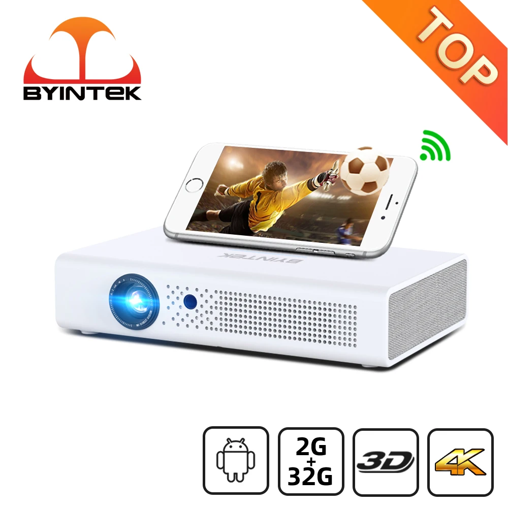 

BYINTEK R19 3D 300inch Full HD 1080P 4K Smart Wifi Android LED DLP Home Theater Portable Mini Projector