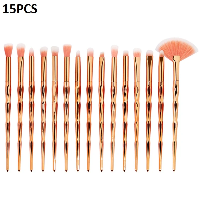 15pcs E 7/10/15/20 штук, Профессиональные кисти для макияжа, с украшением в виде кристаллов, на нашем сайте! кисти для макияжа Косметическая кисть для растушевки набор кистей для макияжа Pincel Maquiagem - Handle Color: 15pcs E