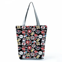 Pharmacy ECG Print Handbag for Women New Eco Friendly Shoulder Bag Nurse Fashion Portable Tote Female High Capacity Shopping Bag