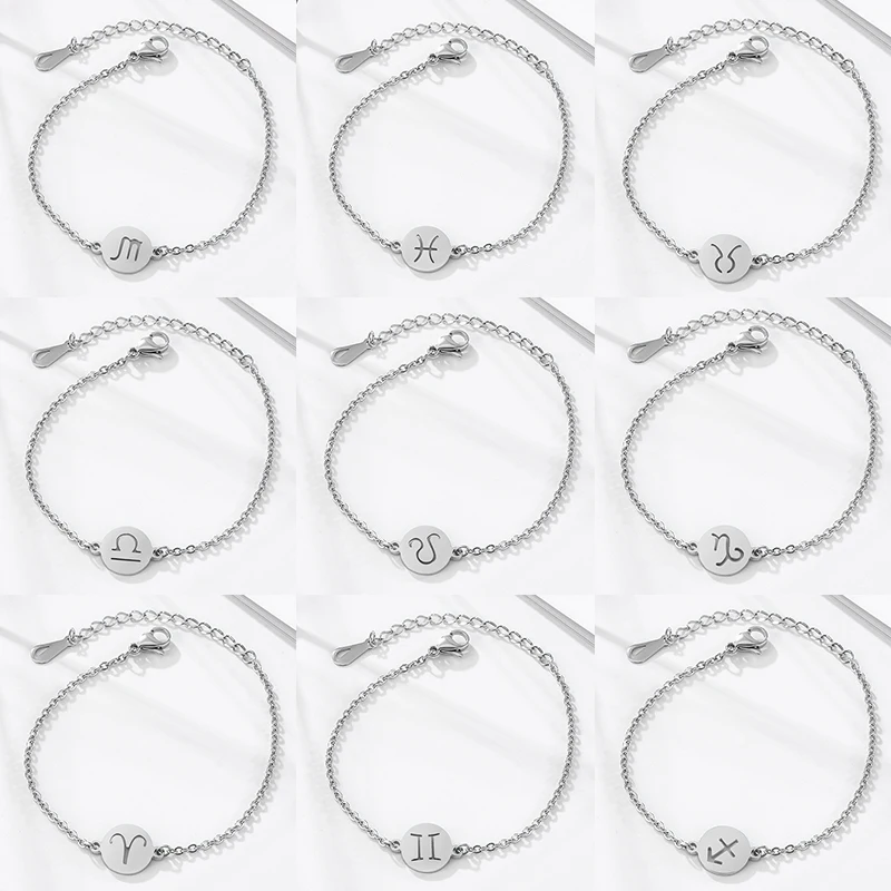 

Exquisite Stainless Steel Chain Bracelet for Women 2021 Trend Rose Gold Silver Color Constellation Bracelet Wedding Jewelry Gift