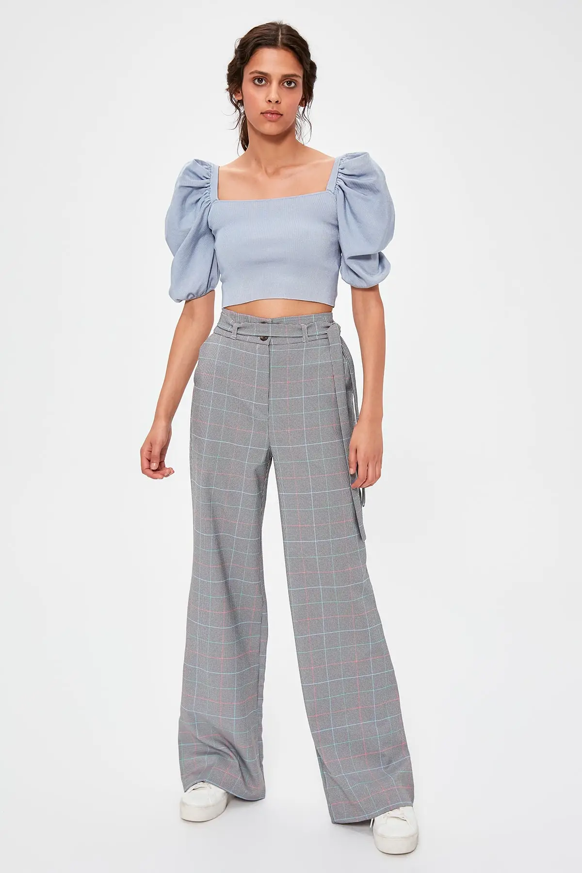 Trendyol серые брюки с поясом TWOAW20PL0134|Брюки| |