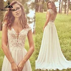 Женское свадебное платье It's yiiya, белое шифоновое платье А-силуэта с пуговицами сзади, рукавами-крылышками и V-образным вырезом на лето 2022