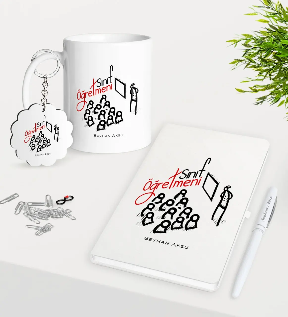 

Персонализированный класс, кружка для учителя, брелок, белая ручка для записной книжки, Подарочная Seti-2