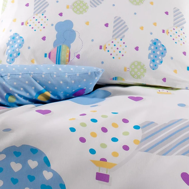 Комплект постельного белья Lady Moda Baloon из 4 предметов 100x150 см 100% хлопок с мультяшным