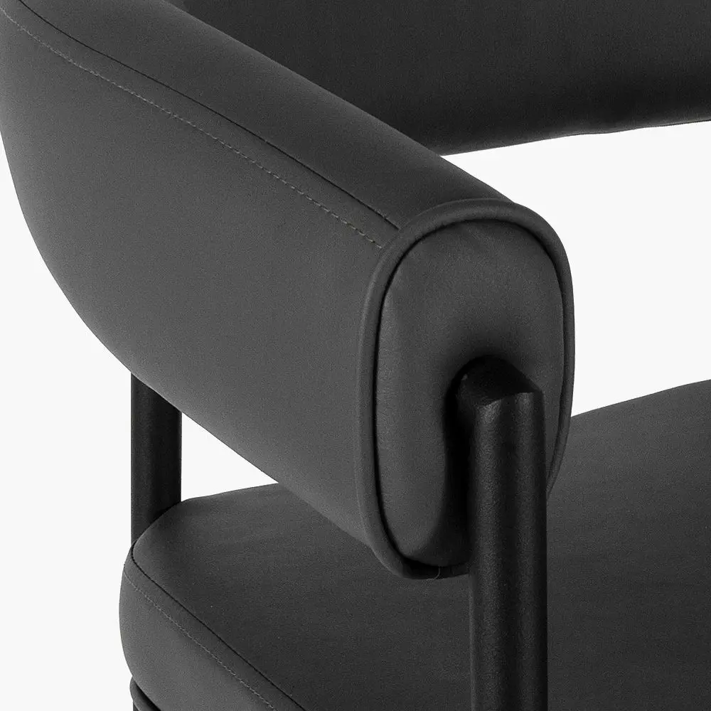 Стул полубарный Манчестер темно-серая экокожа ножки металл черный для кафе