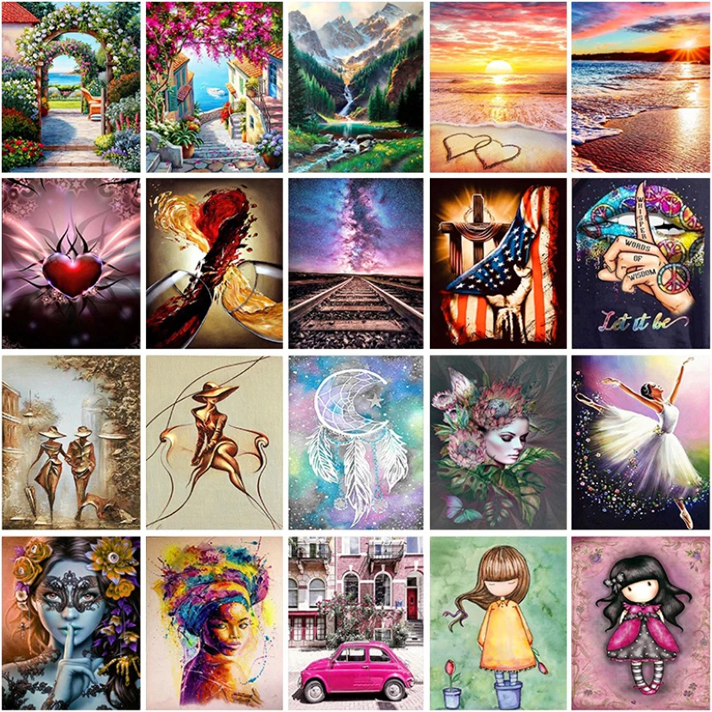 

5D Diamond Painting Landscape Figure Cartoon Full Round Diamond Mosaic DIY Diamond Embroidery Home Decoration Gift