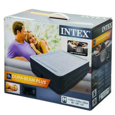 Кровать флок INTEX Квин комфорт 152х203х56 см встроенный насос |