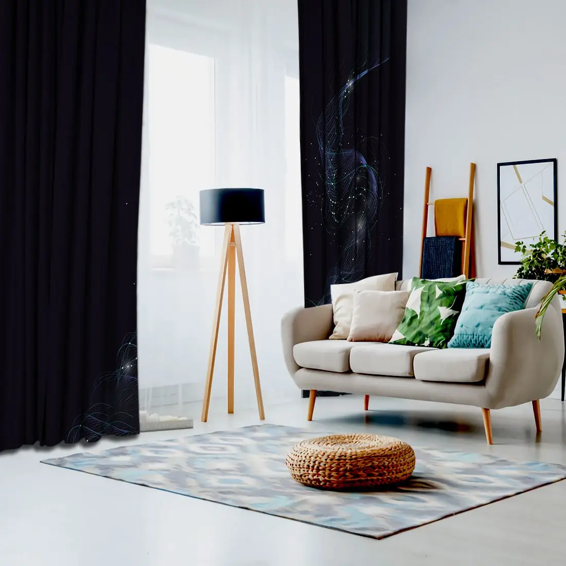 Занавес абстрактные соединяющие точки и линии технологии науки сети тема