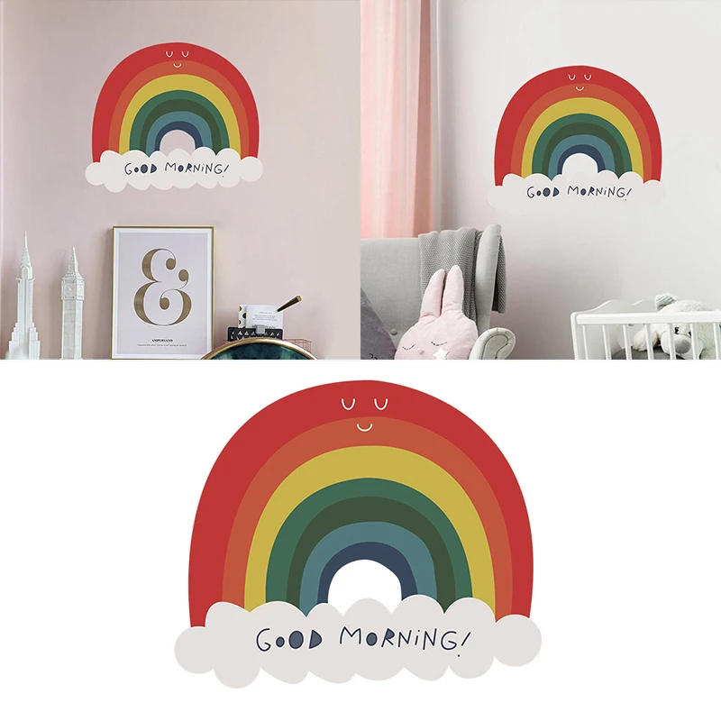 

Cartoon Smile Rainbow Wall Stickers for Kids Room Decorative Vinyl Decor Wallpapers