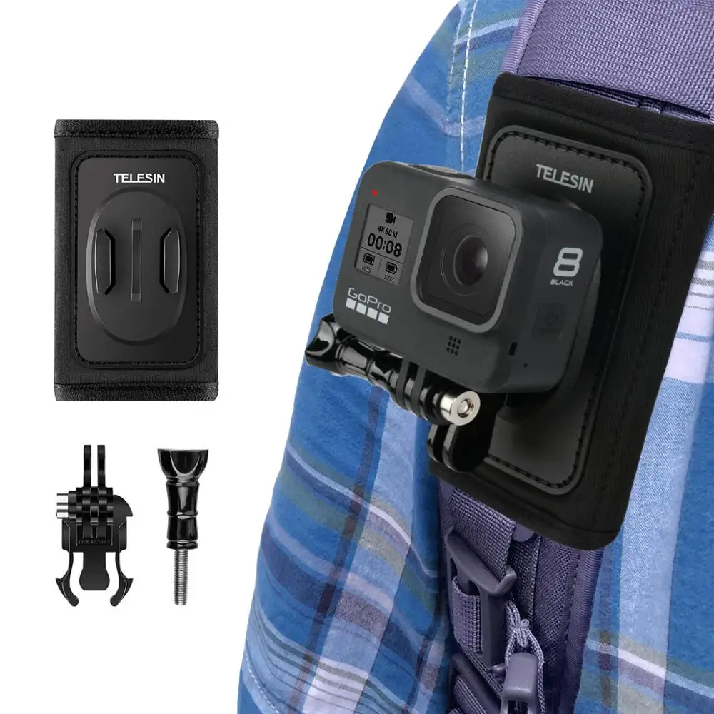 TELESIN Рюкзак ремень кронштейн крепление зажим для GoPro Hero 8 7 6 5 4 3 SJCAM EKEN DJI Osmo