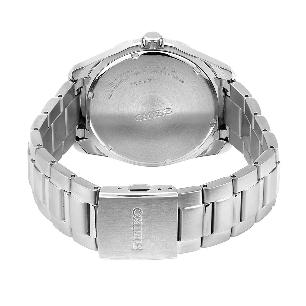 Мужские солнечные часы Seiko SNE391P1 с синим циферблатом ремешок из нержавеющей стали