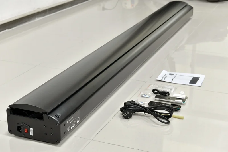 Бесплатная доставка 100 дюймовый напольный экран с электрическим язычком